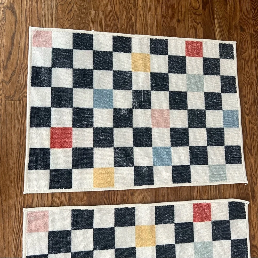 Brand NEW Ruggable Bain Checkered Multicolor Bath Mat COVER ONLY NO PAD 22”x32”